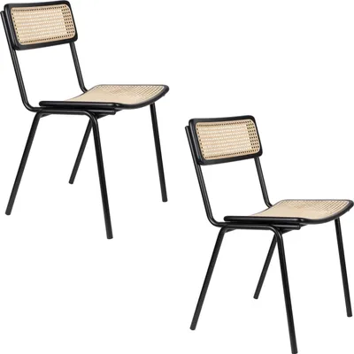 Produktbild von Zuiver Jort Esszimmerstühle Naturel/ Schwarz - 2 er Set