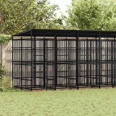 Obrázok produktu pre vidaXL Vonkajšia búda pre psov so strechou Oceľ 12,9 m²