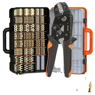 Obrázek produktu pro Sada nástrojů pro krimpování, 600 dílů, ergonomický design, kleště pro konektory + sada zásuvek