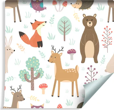 Immagine prodotto di 10m VLIES WALLPAPER rotolo camera bambini animali foresta natura XXL