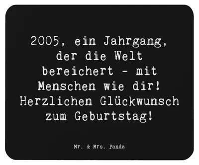 Produktbild von Mr. & Mrs. Panda Mauspad Spruch 2005 Geburtstag - Schwarz - Geschenk, Mousepad, laptop, Mouse Pad, unvergessliche Jahre, Jahr, Glückwunsch, computer, Happy Birthday