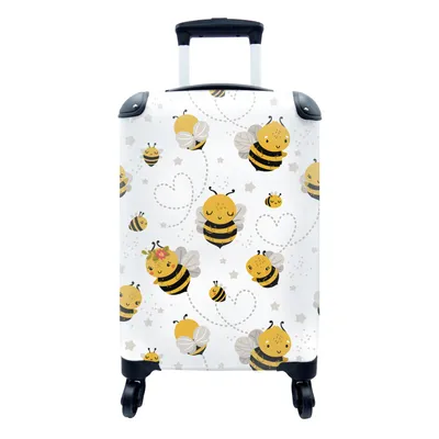 Produktbild von MuchoWow® Koffer Handgepäck Trolley Rollkoffer Kleine Reisekoffer mit 4 Rollen - Kinder - Muster - Biene - Cabin Size < 55x40x23 cm & 55x40x20 cm - Kinderkoffer - Kabinenkoffer - Boardgepäck - Reise-Box - Reisekoffer - Reisegepäck - Koffer mit Bild - Trolley für Kinder