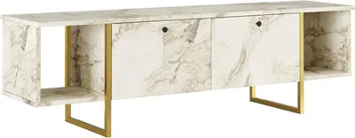 Image de Adalberta - Meuble TV, 160x40x48h cm Blanc, une Étagère