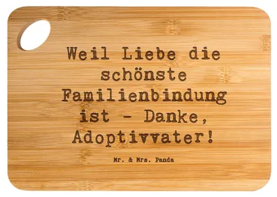Produktbild von Mr. & Mrs. Panda Schneidebrett Spruch Danke Adoptivvater - Transparent - Geschenk, Familie, Frühstücksbrett, Hackbrett, Liebe, Vaterschaft, herzerwärmende Sprüche