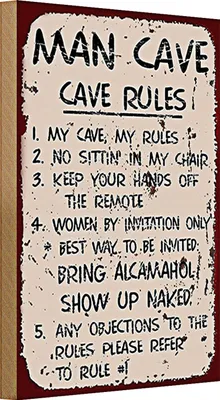 Produktbild von Holzschild Spruch 20x30cm Man cave my cave my rules