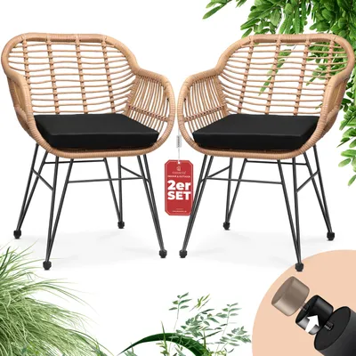 Produktbild von CASARIA® Gartenstühle 2er Set Polyrattan inkl. Auflage Armlehne Metall Wetterfest Verstellbar Outdoor Modern Garten Terrasse Balkon Gartensessel Stuhl