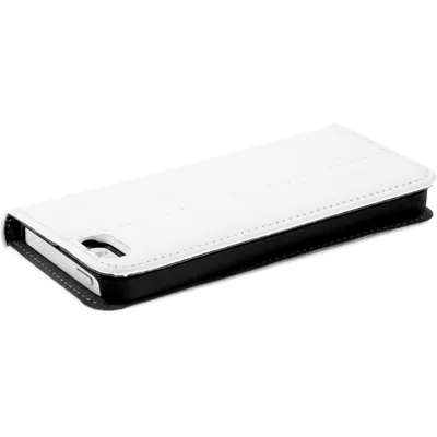 Produktbild von PhoneNatic Kunst-Lederhülle kompatibel mit Apple iPhone SE 2016 (1.Gen) - Book-Case weiß + 2 Schutzfolien