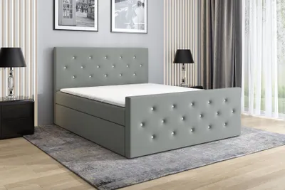 Produktbild von Boxspringbett LARIS 180x200 mit Kristallknöpfen verziert. Inklusive 2 Bettkästen, Bonell-Matratze und Topper. Möbel vom Hersteller- Handarbeit!Bett Komplett-Set mit Matratze,Bettkasten & Kopfteil. Stoff SAVANA. Elegantes Bett mit massives Kopfteil. Stoff Samt.