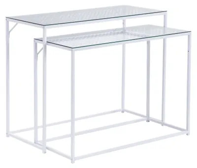 Produktbild von Konsolentisch Set im Industrial Design: 2er-Set in Weiß mit Glasplatte