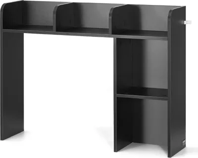 Image de Étagère de bureau noire à 2 niveaux pour le rangement au bureau et à la maison
