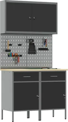Obrázek produktu pro vidaXL Pracovní stůl se zásuvkami 5 ks černý 100 x 55 x 200 cm