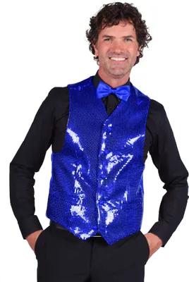 Produktbild von T0978-0400-M blau Herren Pailletten Weste Show Kostüm Gr.M