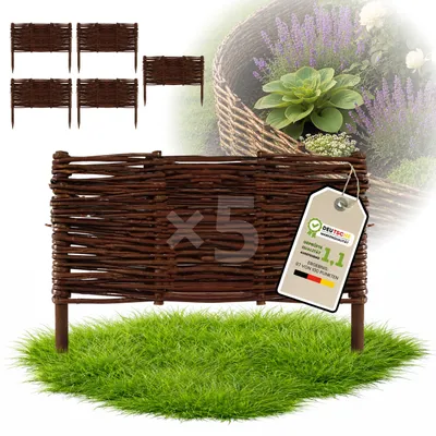 Obrázek produktu pro Floranica 5 kusů Vrbový plot 30 cm x 40 cm – Zahradní plot z vrbového proutí Palisáda Přírodní oplocení Ohraničení záhonu