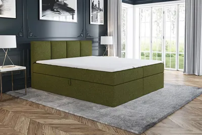Produktbild von Boxspringbett RAFI 140x200 mit 2 Bettkästen, Bonell-Matratze und Topper. Farbe: Grün