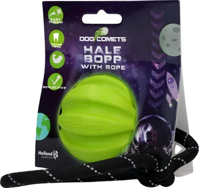 Immagine prodotto di Palla giocattolo per cani Comete Hale-Bopp con corda verde