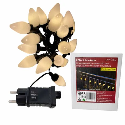 Produktbild von F-H-S International LED Lichterkette für Außen Tropfen warmweiß 1,9m