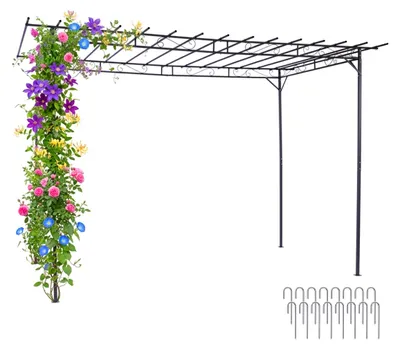 Produktbild von Relaxdays Pergola, Metall, HxBxT: 215 x 320 x 190 cm, freistehende Terrassenüberdachung, Rosenbogen Garten, schwarz