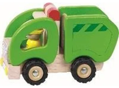 Produktbild von Goki Holz Müllwagen - Spielzeugauto mit Gummireifen