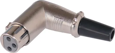 Produktbild von XLR Buchse 90° gewinkelt Metall mit Zugentlastung 3 poliger Audio Winkelstecker