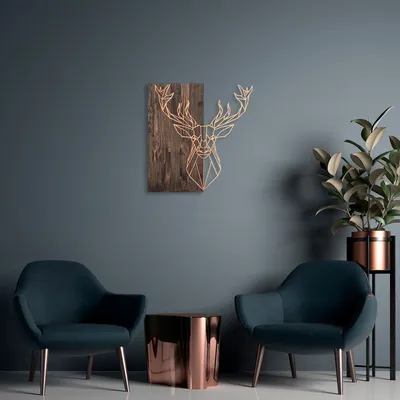 Produktbild von Wallity, Deer1 - Copper, Wanddeko, Nussbaum, Metall, 56 x 58 cm