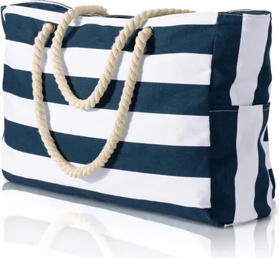 Produktbild von Große Wasserdichte Strandtasche mit Reißverschluss - Dunkelblau