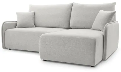 Image de Selsey Netarro - Canapé d'angle avec fonction sommeil, coffre de lit et housse chenille, beige gris, droite