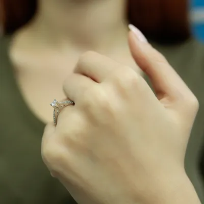 Produktbild von 0,41 Carat Diamant Solitär Ring Antragsring 14 Karat Weißgold