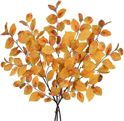 Productafbeelding van Kunstmatige herfstdecoraties in gele beukenbladeren, 3 stuks, 90 cm, gemaakt van kunststof