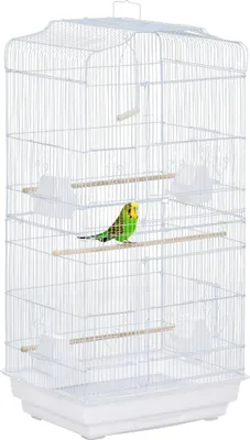 Produktbild von Vogelkäfig, Eisenmaterial, mehrere Zugangstüren, geräumiges Design, Weiß