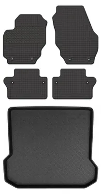 Productafbeelding van Rubberen automatten + kofferbakmat voor Volvo V70 III 2007-2016 (stationwagen) – 5-delig, zwart, op maat – Wielganizator