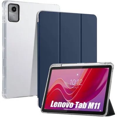 Image de Coque pour Lenovo Tab M11 avec Porte-Stylet, Protection Antichoc Renforcée - Bleu Marine