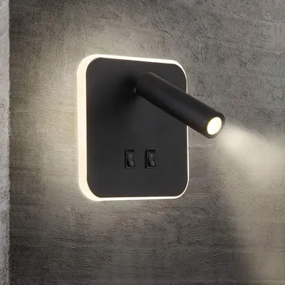 Immagine prodotto di 10W LED a parete Faretto da parete LED per interni con interruttore per camera da letto comodino soggiorno studio, nero, colore luce: bianco neutro