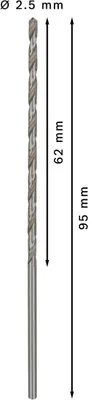 Immagine prodotto di PRO Metal HSS-G trapano a rotazione, 2,5 x 62 x 95 mm, 5 pz.