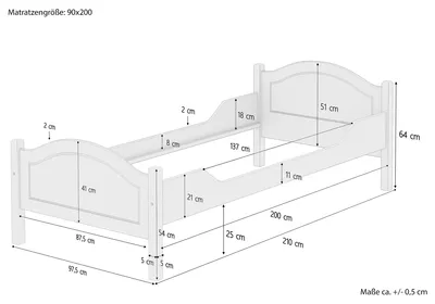 Produktbild von Massivholzbett Kiefer natur 90x200 Einzelbett Gästebett Zubehör wählbar V-60.30-09Rollrost. Matratzen und Bettkasten inkl.