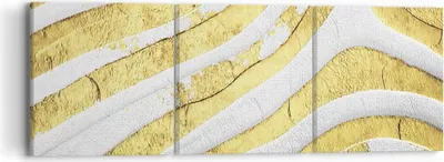 Produktbild von Bild auf Leinwand - Leinwandbild - 3 Teile - Abstraktion Gold Weiß - 90x30cm - Wand Bild - Wanddeko - Wandbilder - Leinwanddruck - Bilder - Wanddekoration - Leinwand bilder - Wandbild - CA90x30-4511