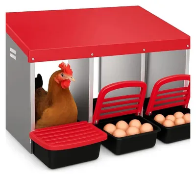 Productafbeelding van Kippennesten, rollend model, duurzame metalen constructie, rood