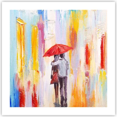 Produktbild von Poster - Poster ohne Rahmen - Liebhaber Regenschirm - 50x50 cm - Wand Bild - Wanddeko - Wandbilder - Kunstposter - Wandposter - Bilder - Kunstdruck - Wanddekoration - Wandbild - P2XAC50x50-3692