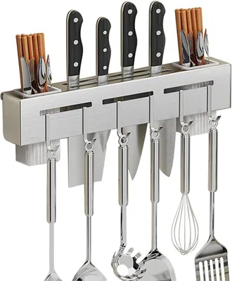 Imagen del producto de Barra con 6 ganchos, de acero inoxidable, para utensilios de cocina (unidad)