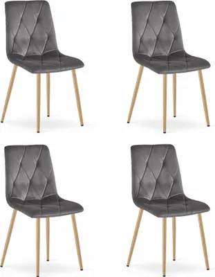 Produktbild von LIBRA Stuhl - dunkelgrauer Samt / holzfarbene Beine x 4