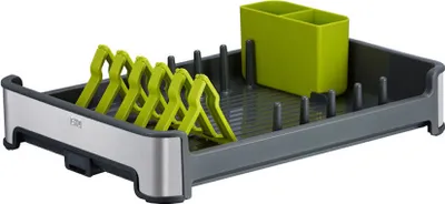 Produktbild von Praktischer Geschirrtrockner aus mattem Edelstahl & Kunststoff | HxBxT 13x31x44,7cm | Anthrazit
