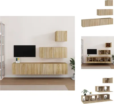 Image de vidaXL Ensemble de 4 meubles TV Chêne Sonoma Matériau dérivé du bois - Meuble TV