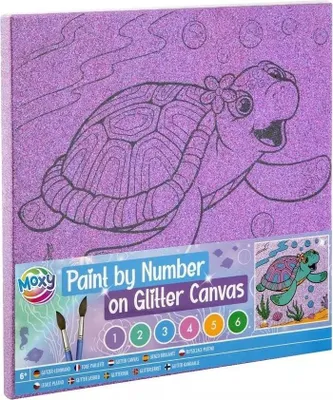 Zdjęcie produktu dla Malowanie po numerach brokatowy żółwik 25 x 25 cm