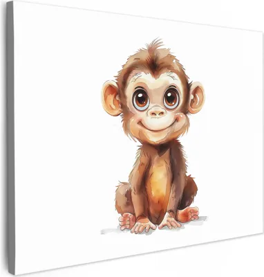 Produktbild von Leinwand Bilder 70x50 cm - Kinder Tiere - Affe, Bilder, Wanddeko, Wandbilder Wohnzimmer