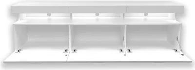 Produktbild von TV-Lowboard VANCOUVER W9.314 Weiß Hochglanz mit LED Beleuchtung Chrom Griffe