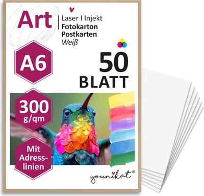Produktbild von Vielseitige Blanko Postkarten zum Selbstgestalten I DIN A6 I 50er Set leere DIY Grußkarten weiß I zum Beschreiben Bemalen Gestalten I dv340
