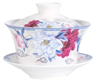 Obrázok produktu pre Čínsky porcelánový šálok s vekom a kvetinovým motívom