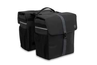 Zdjęcie produktu dla Podwójna Sakwa rowerowa Gazelle MIK 37L  Czarno-Szara  Wodoodporna