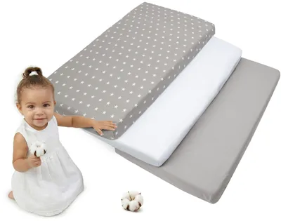 Image de Ensemble de 3 draps pour bébé en 100% coton