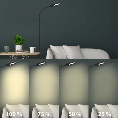 Obrázok produktu pre LED stojacia lampa CCT 600 lm teplá biela - denné svetlo biela H 128 cm s dotykovým stmievačom čierna