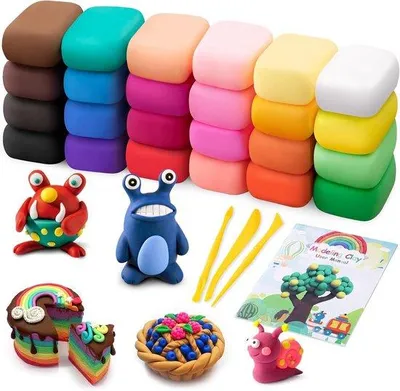 Produktbild von Famanu Knetmasse Set 50 Farben lufttrocknend - Kreatives Bastelset